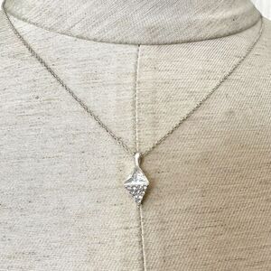 Prism silver tone dainty rhinestone pendant necklace